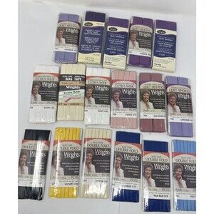 Lot of 17 NEW Wrights Double Fold Bias Tape Quilt Binding multicolor 7/8 1/2 1/4